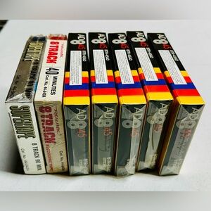 Lot Of 7 NOS Sealed New 8-Track Tapes, Vintage Blank 5-TDK & 2-Realistic Brands